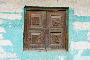 Closed Prints: Guatemala, Chichicastenango. Closed wooden windows in the town of Chichicastenango