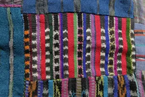 Décor Prints: Guatemala. Typical Guatemalan textile; fabric scraps of various colors and textures forming a quilt