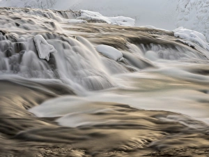 Blurred Prints: Gullfoss, one of the iconic waterfalls of Iceland during winter and one of the stops