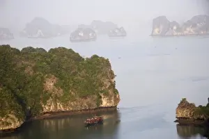 Northern Vietnam Prints: Ha Long Bay, Vietnam. UNESCO declared World Heritage area, Ha Long Bay is a serious
