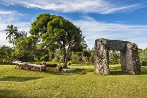 Scenics Prints: Haamonga a Maui (Burden of Maui), stone trilithon build in the 13th century, Tongatapu