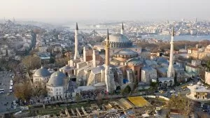 Images Dated 22nd December 2007: Hagia Sophia church (mosque, museum), aerial, Istanbul - 2010 European Capital of
