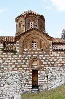 Byzantine Prints: The Hagia Triada Church. Berat upper citadel old walled city. Albania, Balkan, Europe