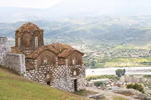 Images Dated 11th July 2006: The Hagia Triada Church. View over the valley and down on the modern lower part of the town