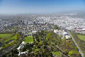 Hagley Park and Central Business District, Christchurch, South Island, New Zealand - aerial