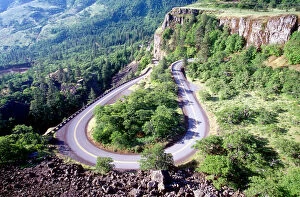 Hairpin turn; twisting; curve; Columbia river highway, Oregon; road; switchback