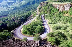 Winding Prints: Hairpin turn; twisting; curve; Columbia river highway, Oregon; road; switchback