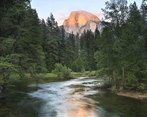 Half Dome Prints: Half Dome with Sunset over Merced River. Yosemite, California, US
