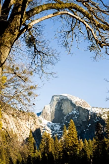 Snowing Prints: Half Dome from Valley floor. Yosemite, California, US