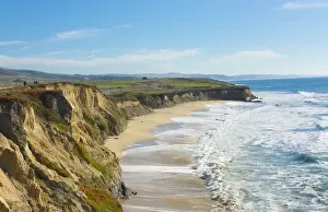 Images Dated 2029: Half Moon Bay California shore ocean cliffs off of the Ritz Golf Course with waves