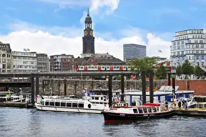 Images Dated 2000: Hamburg, Germany, tour boats docked along the waterfront warehouses and lofts in