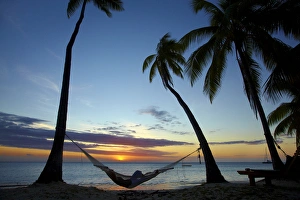 Hammock and sunset, Plantation Island Resort, Malolo Lailai Island, Mamanuca Islands