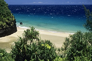 James Kay Prints: Hanakapiai Beach viewed from the Na Pali Coast Trail, Kauai, Hawaii