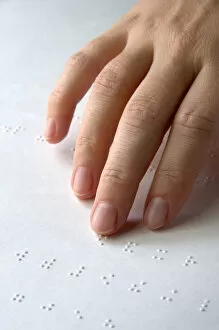 Images Dated 17th October 2007: Hand reading braille
