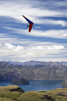 Flyer Prints: Hang Glider above Lake Wanaka, South Island, New Zealand