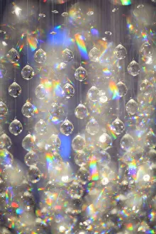 Graphic Prints: hanging glass decorations, graphic prismatic effect, Bangkok, Thailand, S. E. Asia