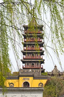 Willow Prints: Haogu Pagoda Temple on the South Lake, Jiaxing, Zhejiang Province, China