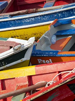 Harbor with traditional colorful fishing boats. Town Ponta do Sol, Island Santo Antao