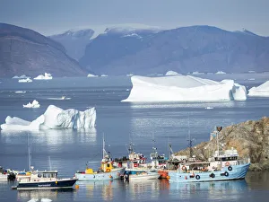 Images Dated 2017 August: Harbor with typical fishing boats. Small town of Uummannaq in northwest Greenland
