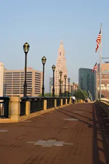 Patriotism Prints: Hartford, Connecticut, as seen from the Founders Bridge over the Connecticut River