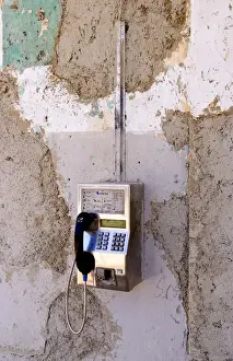 Phone Prints: Havana capitol city of Cuba closeup of peeled paint and old pay phone in Lawton