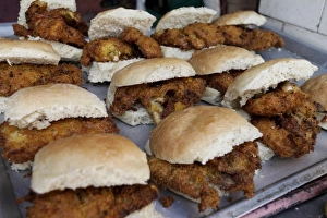 Images Dated 27th November 2010: Havana, Cuba, UNESCO World Heritage City. Fried chicken sandwiches