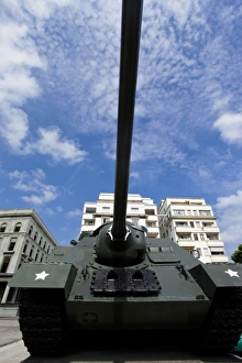 Images Dated 30th November 2010: Havana, Cuba, UNESCO World Heritage City. Tank in front of the Revolutionary Museum