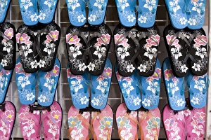 Choice Prints: Hawaiian fli flop display at market place