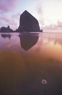 Haystack Rock, Cannon Beach, Oregon Coast, Sunset