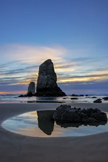 Images Dated 13th October 2021: Haystack Rock Pinnacles at low tide in Cannon Beach, Oregon, USA