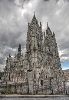 Basilica Prints: HDR image of the exterior of the Basilica in Quito, Ecuador