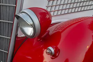 Prints of Detail of head lamp on red classic American Ford in Habana, Havana, Cuba Caribbean Prints: Detail of head lamp on red classic American Ford in Habana, Havana, Cuba