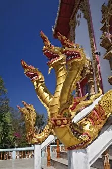 Three headed dragons guarding entrance, Wat Phra That Doi Suthep Rajvoravihara, Chiang Mai