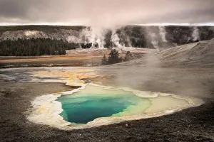 Geothermal Prints: Heart spring, a hot spring of the Upper Geyser Basin, Yellowstone National Park, Wyoming