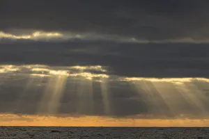 Big Island Prints: Heavenly Light, near Isaac Hale Beach Park, near former town of Kalapana, Big Island