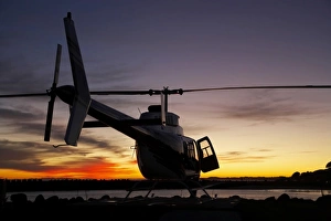 Air Craft Prints: Heliview Helicopter at Dawn, Port Taranaki, New Plymouth, Taranaki, North Island