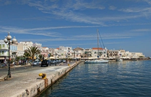 Images Dated 2027 September: Hermoupolis, Syros Island, Greece. Quaint harbor and main street downtown