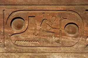 Ancient Site Prints: Hieroglyphic writing. Cartridge with the royal protocol of Ramses II. Obelisk of Ramses II