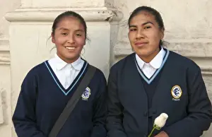Images Dated 2028: High school girls aged 17 in uniform in Cusco Cuzco Peru (MR)