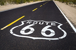 Route 66 Prints: Highway marker on historic Route 66, Seligman, Arizona USA