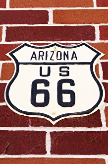 Images Dated 7th April 2012: Highway sign on historic Route 66, Seligman, Arizona USA