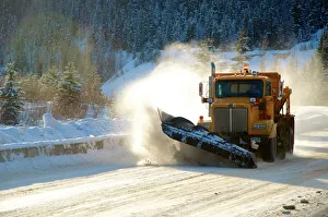 Highway Prints: Highway snow plow in winter. Wells B