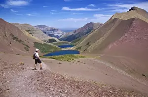 Day Hike Prints: Hiker on Carthew Summit Trail in Wateton Lakes National Park in Alberta, Canada (MR)