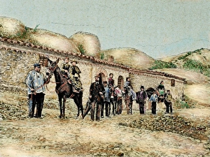 Illustration And Painting Prints: Hikers in San Jeronimo. Montserrat. Catalonia