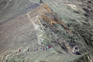 Day Hike Prints: Hikers on trail up mountain, Iceland