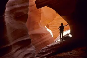 Relaxed Prints: Hiking in the Corkscrew section of Antelope Canyon on the Navajo Nation in northern Arizona