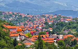 Bosnia And Herzegovina Prints: Hillside covered with ref roof houses, Sarajevo, Bosnia and Herzegovina
