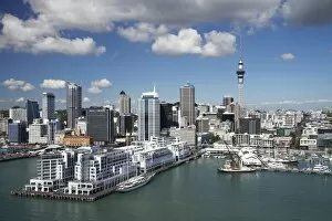 Hilton Hotel, Princes Wharf, Auckland Central Business District and Sky Tower, North Island, New Zealand