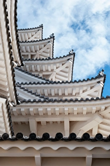 Detail of Himeji Castle roof line, Himeji, Japan