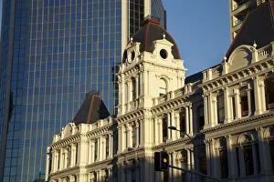 Australia Prints: Historic Customhouse and modern glass building, Auckland, North Island, New Zealand